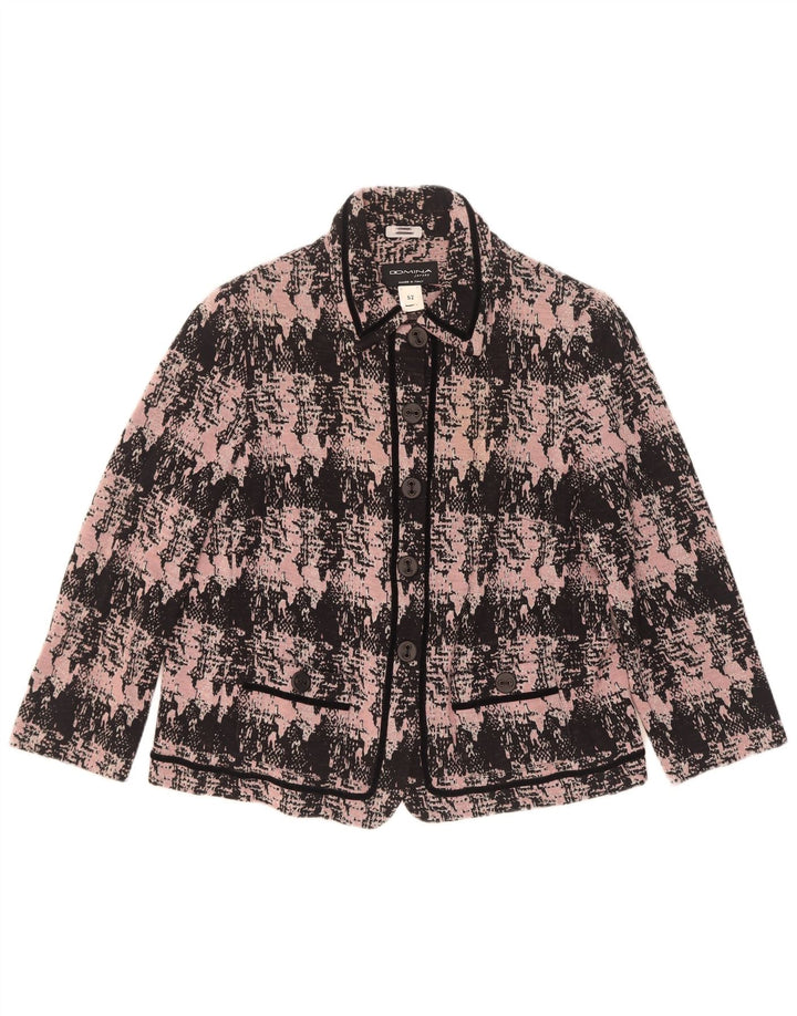 Domina Chaqueta Blazer de 5 Botones con Estampado Abstracto para Mujer IT 52 2XL Lana Rosa