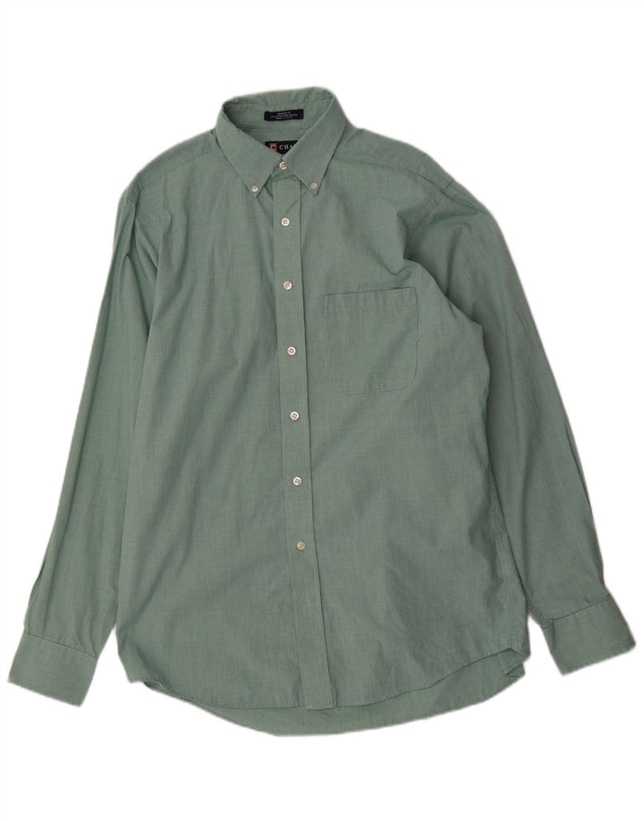 Chaps Camisa de ajuste clásico para hombre talla 15 1/2 algodón de pata de gallo verde mediano