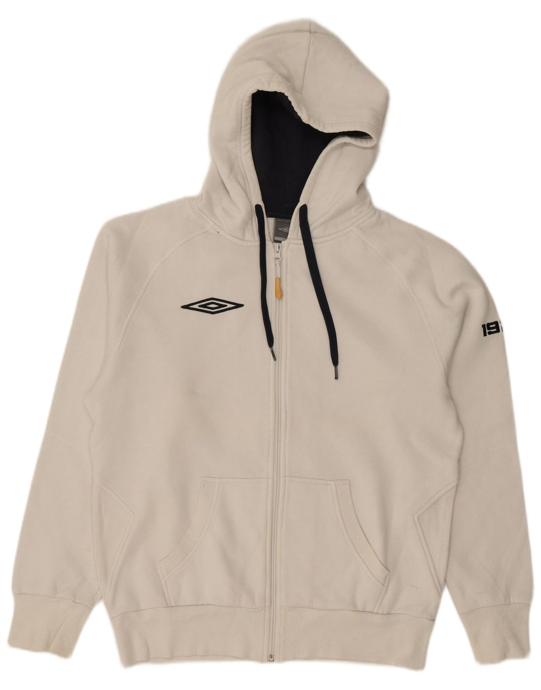 UMBRO Sudadera con capucha y cremallera para hombre, algodón blanco mediano