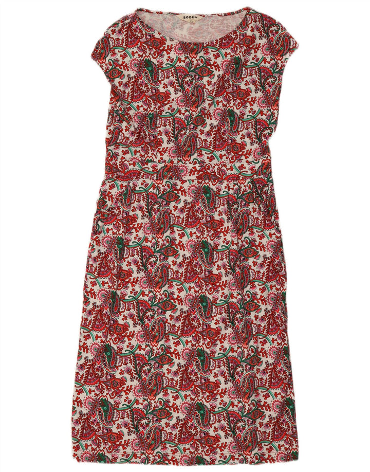 Vestido básico largo para mujer Boden UK 44 Large Red Paisley Cotton