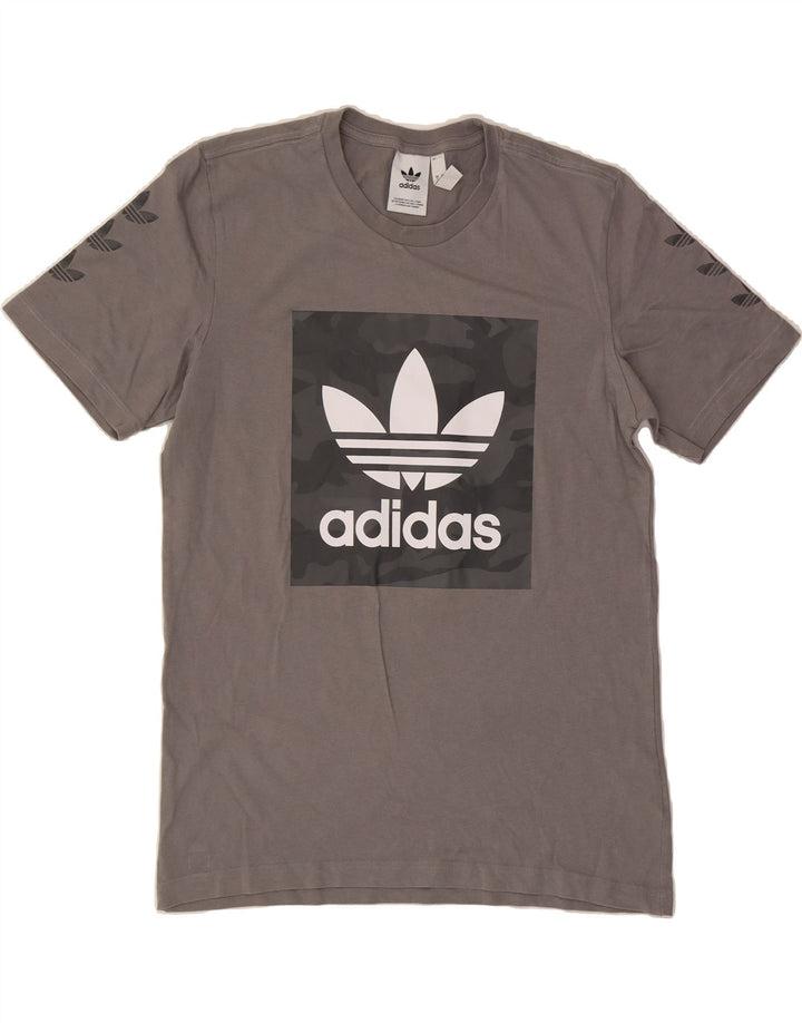 ADIDAS Mens Graphic T-Shirt Top Small Grey Cotton Vintage Adidas and Second-Hand Adidas from Messina Hembry 