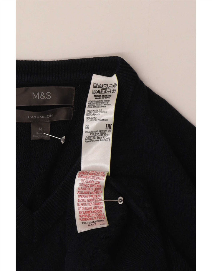 Marks & Spencer Suéter con cuello en V para hombre Acrílico azul marino mediano