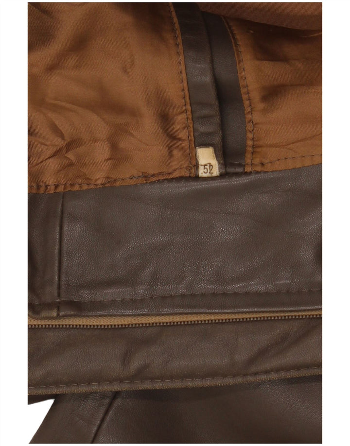 Chaqueta de cuero militar vintage para hombre IT 52 XL Marrón