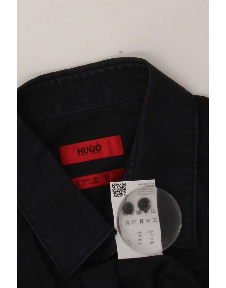 Camisa Hugo Boss Hombre Extra Slim Fit Talla 40 Mediana Azul Marino Algodón