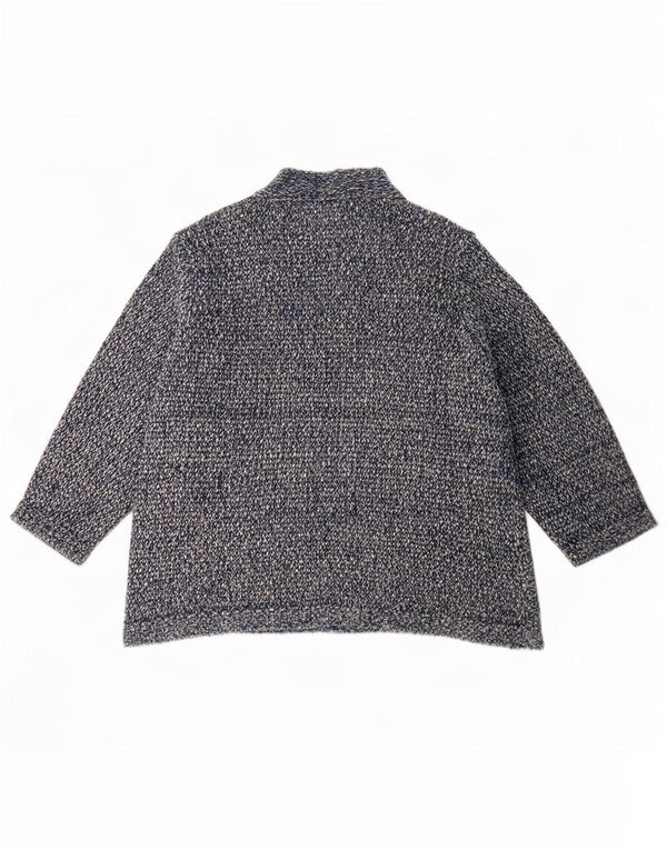 M&Co Womens 3/4 Sleeve Open Cardigan Sweater UK 24 4XL Navy Blue Flecked