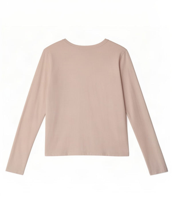 Zara Mujer Top Manga Larga UK 42 Medio Algodón Blanco