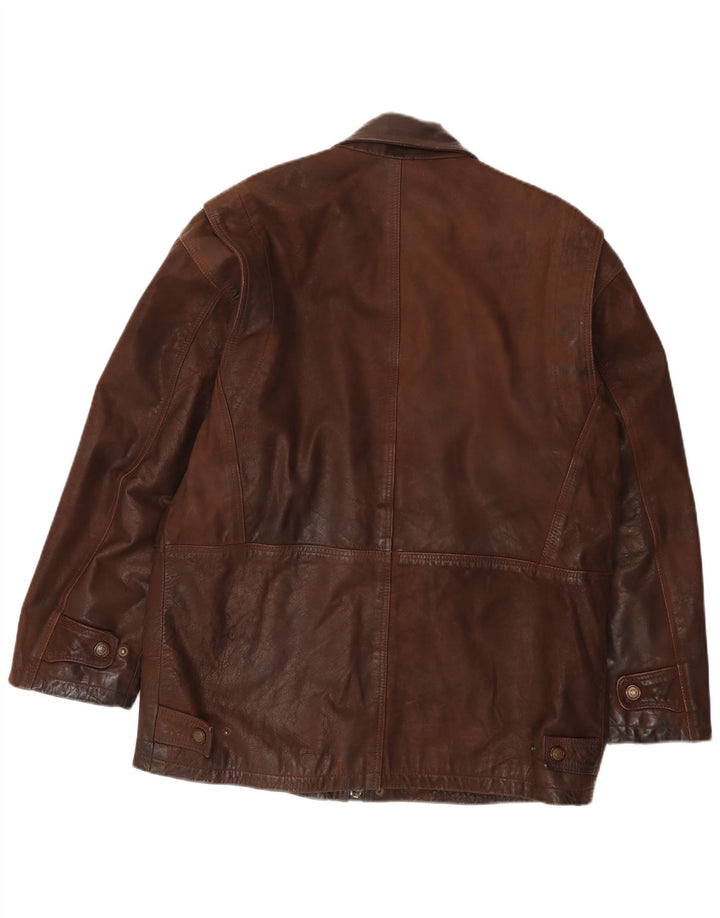 Vali Collection Chaqueta de cuero para hombre UK 40 Large Cuero marrón
