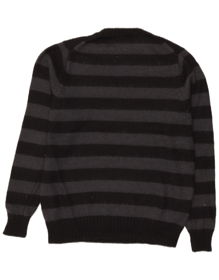 Marks & Spencer Suéter tipo jersey con cuello con cremallera y autógrafo para hombre, tamaño mediano, a rayas negras