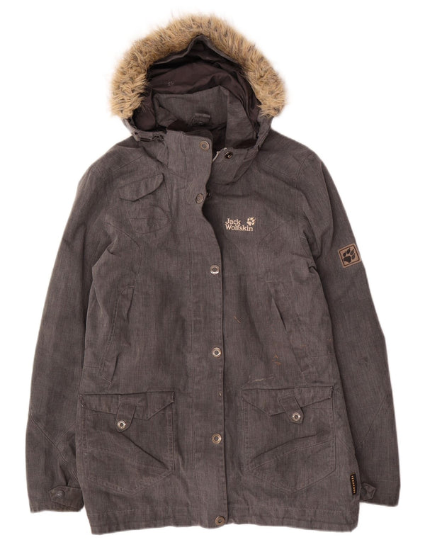 JACK WOLFSKIN Chaqueta parka con capucha para mujer UK 10 Small Grey Poliéster