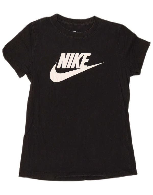 NIKE Camiseta gráfica para mujer Top UK 10 Small Black Cotton