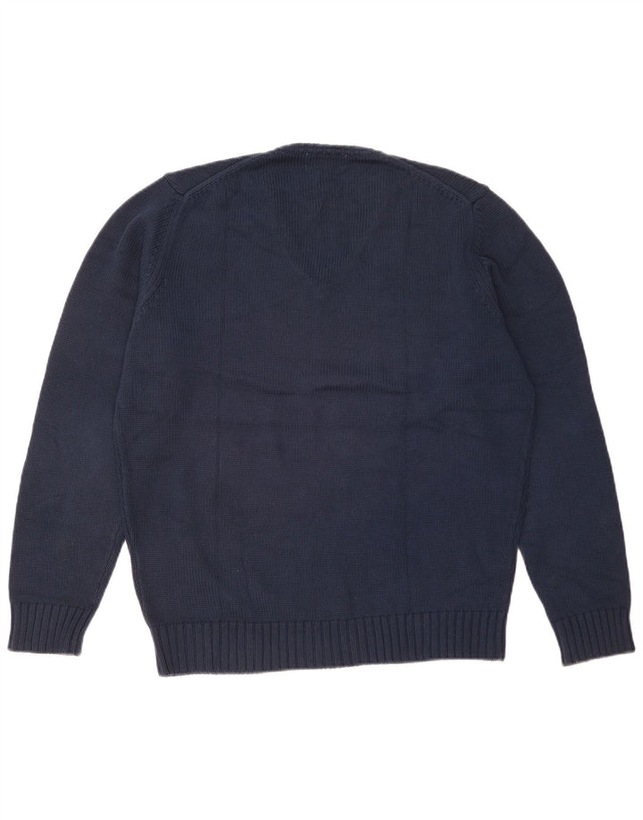 Zara Hombre Jersey Con Cuello En V Jersey Grande Azul Marino Algodón