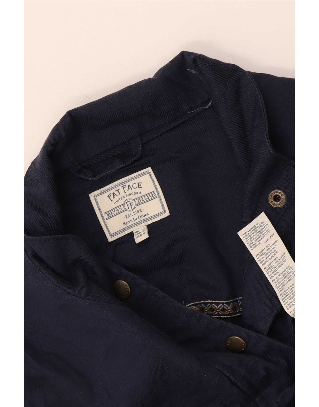 Chaqueta militar utilitaria para mujer Fat Face UK 10 Small Azul marino Lyocell