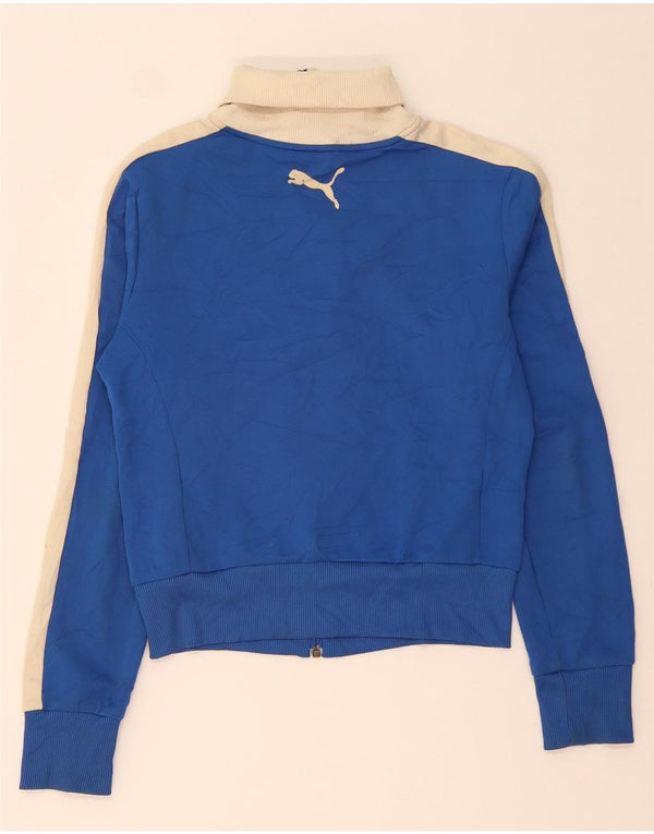Puma Mujer Graphic Crop Chándal Top Chaqueta UK 10 Small Azul Colorblock