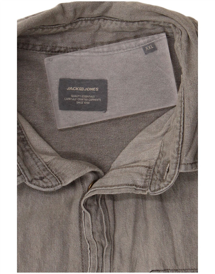 Camisa Jack & Jones Hombre 2XL Algodón Gris