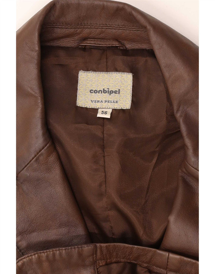 Conbipel Chaqueta Blazer de Cuero con 3 Botones para Hombre IT 56 2XL Marrón