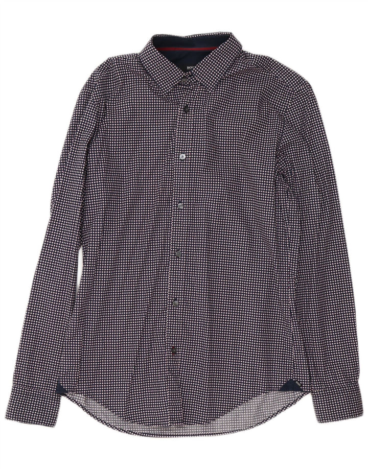 Camisas HUGO BOSS Hombre | Camisa slim fit de algodón con lunares en azul marino medio
