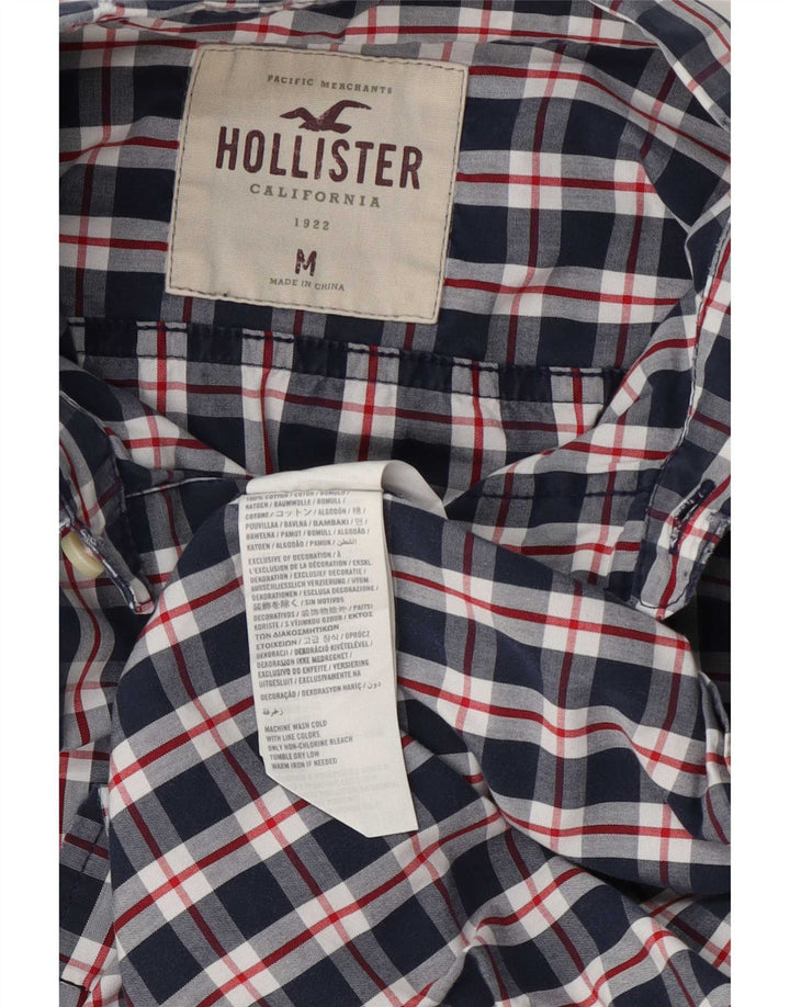 Camisa Hollister Hombre Algodón A Cuadros Azul Marino Mediano