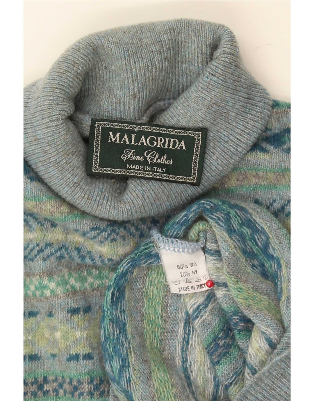 Malagrida Jersey con cuello vuelto para hombre, suéter mediano de lana Fair Isle multicolor