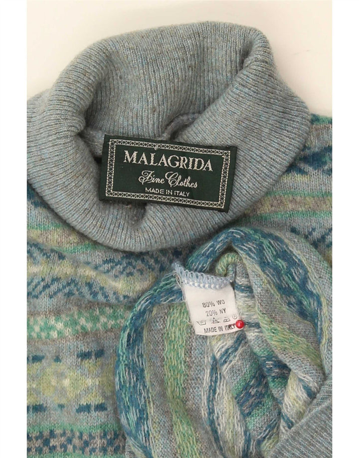 Malagrida Jersey con cuello vuelto para hombre, suéter mediano de lana Fair Isle multicolor