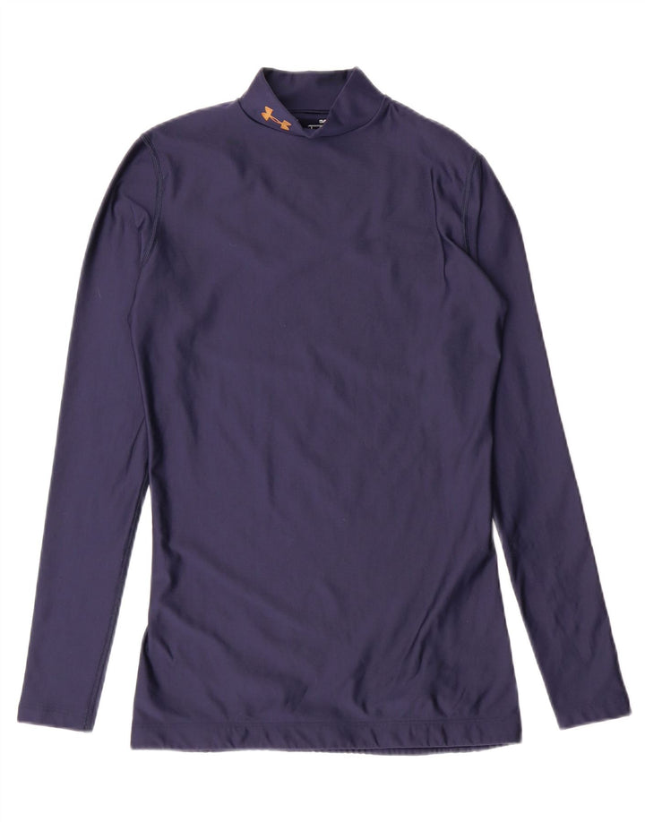 UNDER ARMOUR Mens Compression Top Long Sleeve Medium Navy Blue Polyester