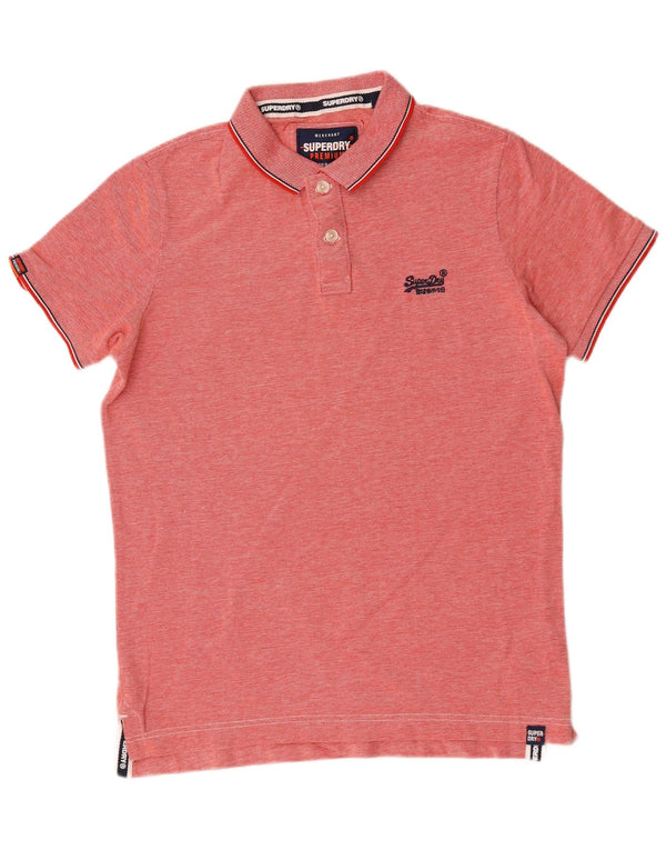Superdry Polo para hombre de algodón moteado rojo grande