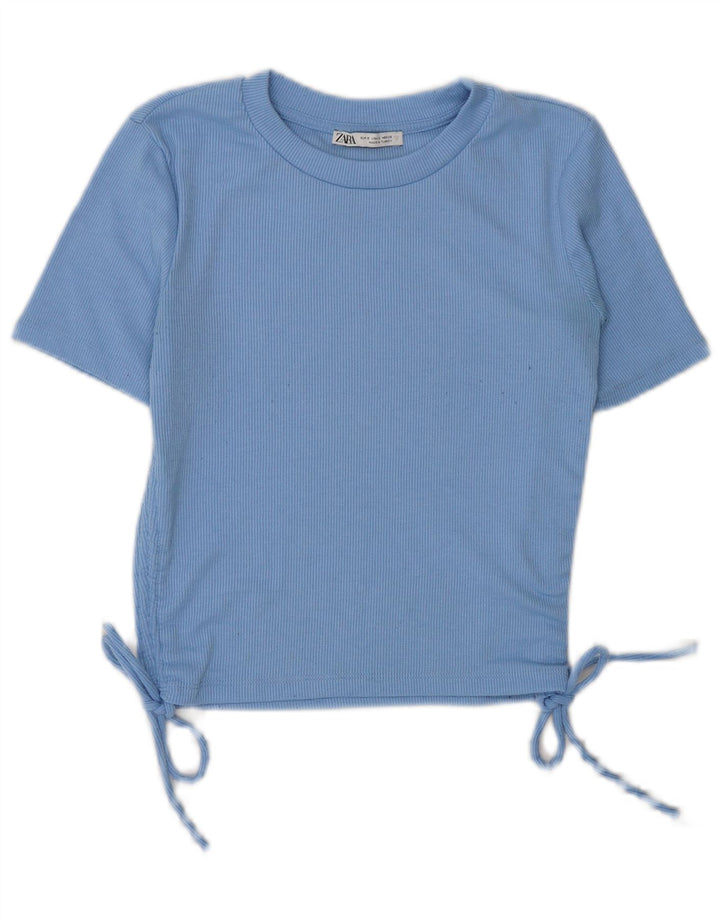 Zara Mujer Crop Camiseta Top UK 10 Small Azul