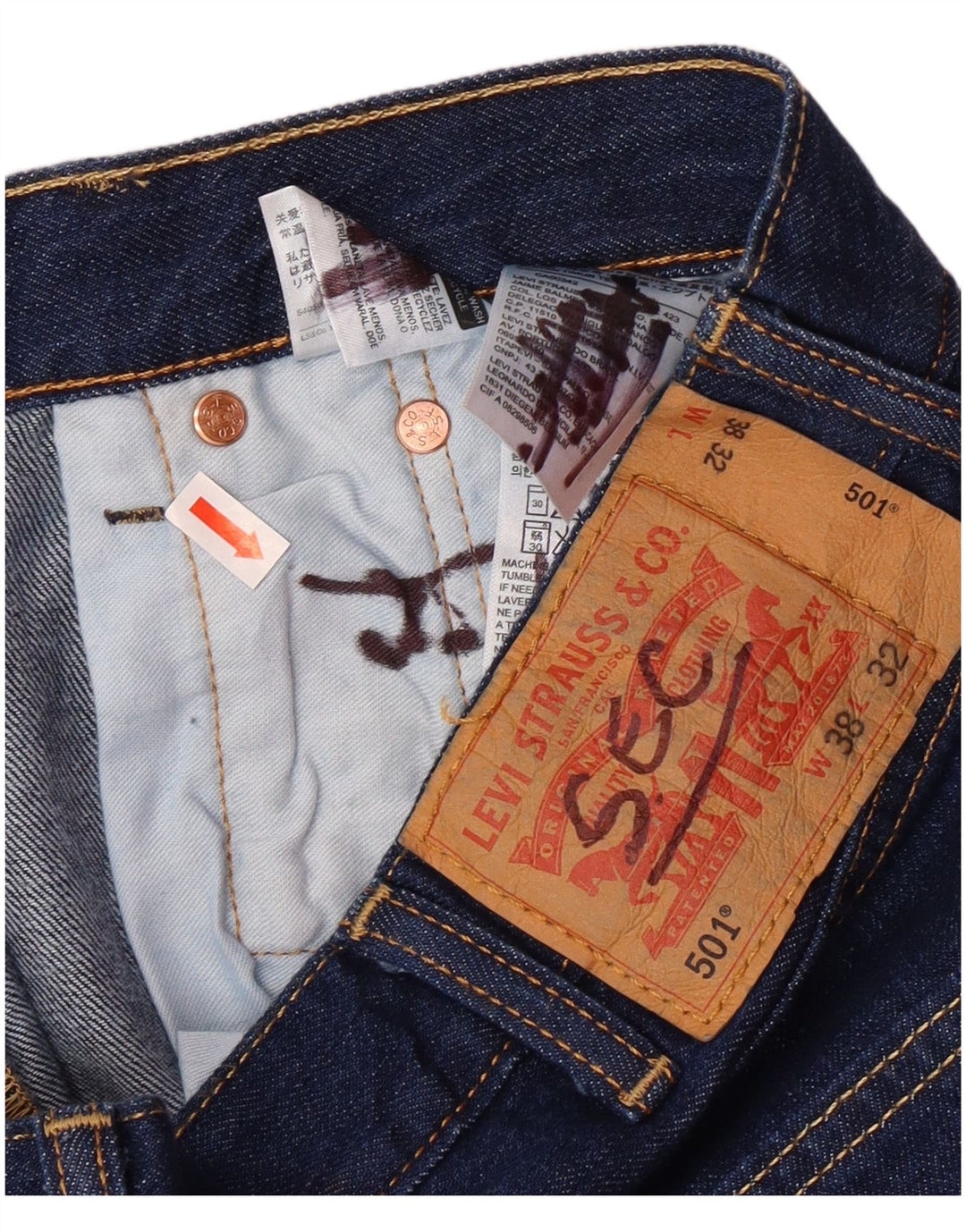 LEVI'S Jeans rectos 501 para hombre W38 L27 Algodón azul