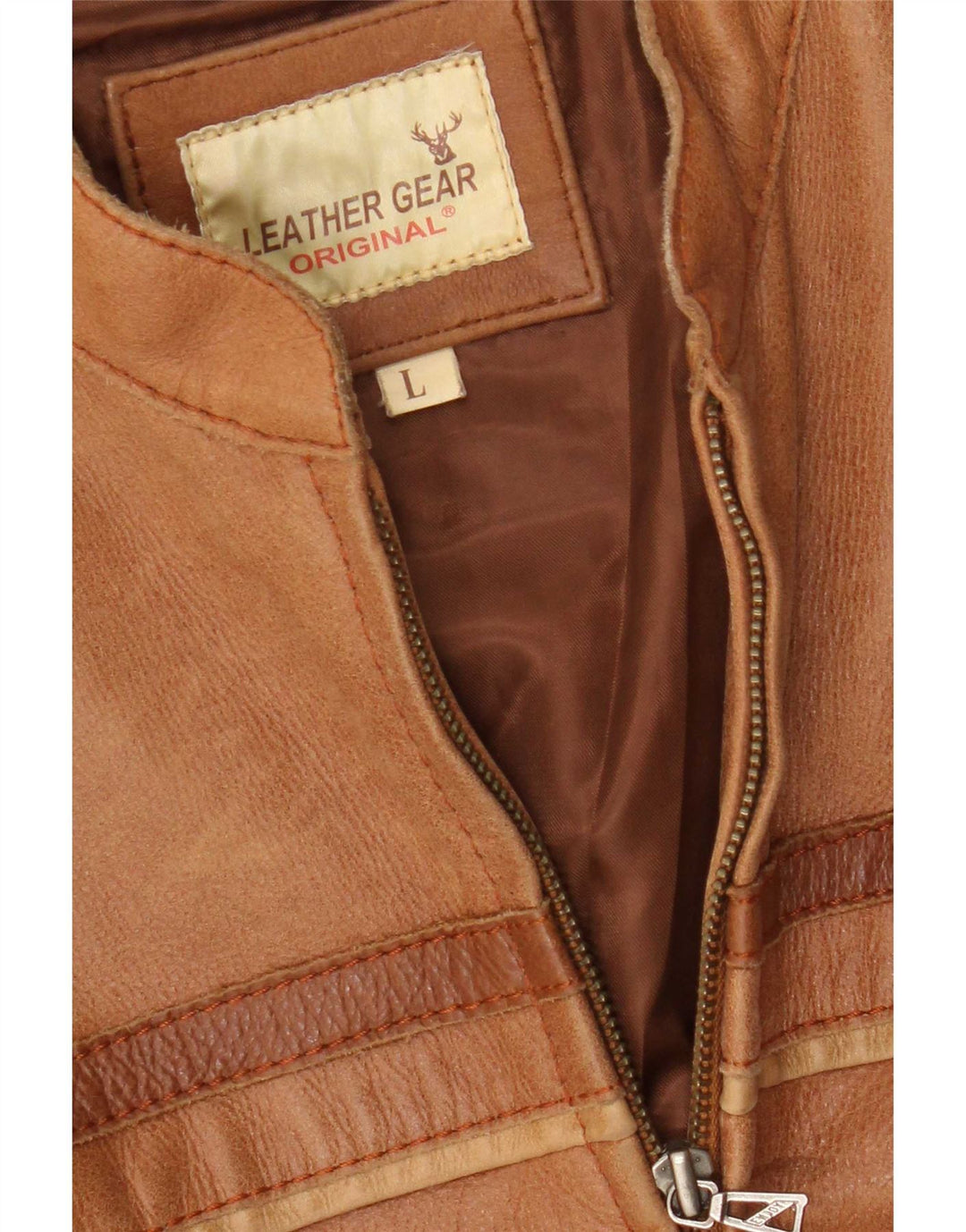 Vintage hombres cuero Racer chaqueta Reino Unido 40 marrón grande