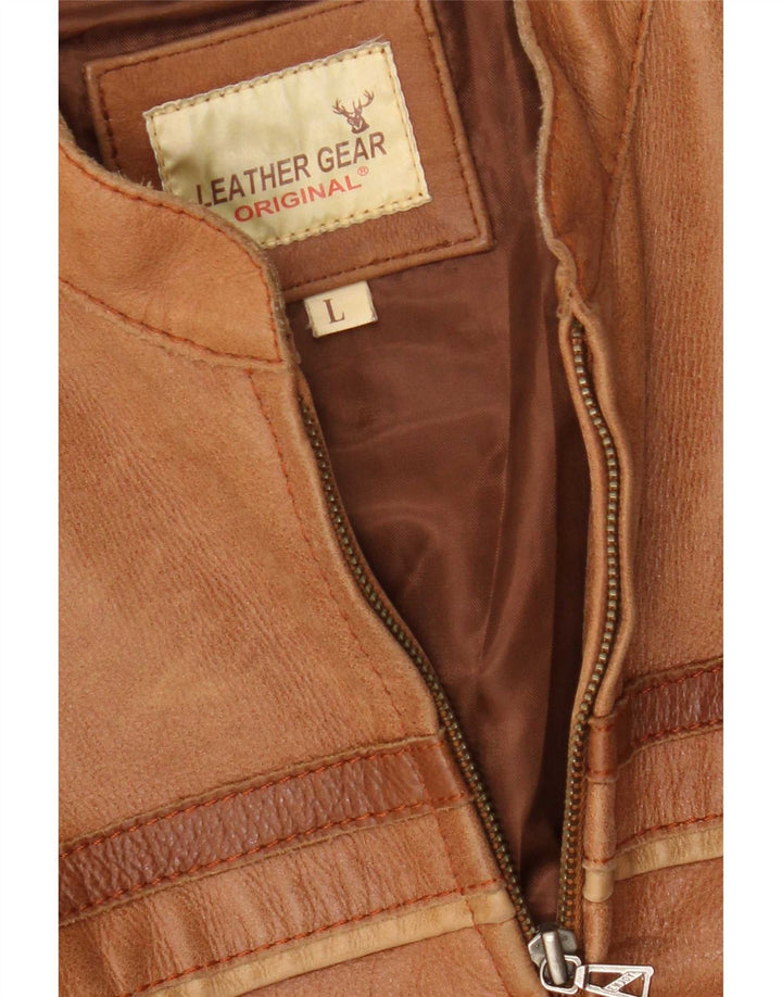 Vintage hombres cuero Racer chaqueta Reino Unido 40 marrón grande
