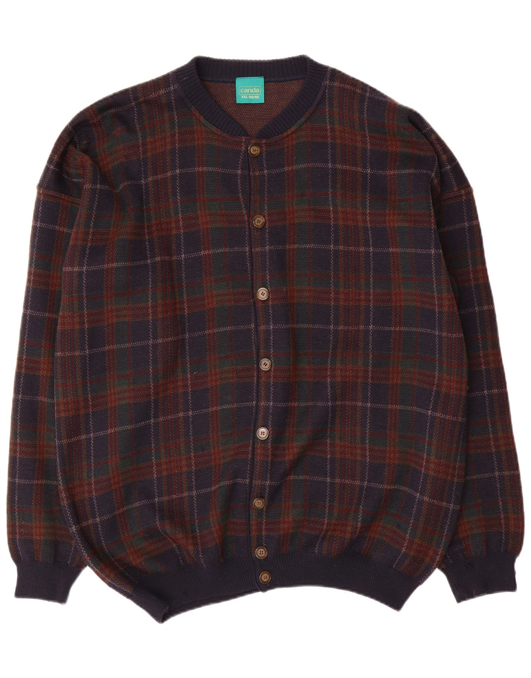 Canda Suéter tipo cárdigan para hombre 2XL Acrílico a cuadros multicolor