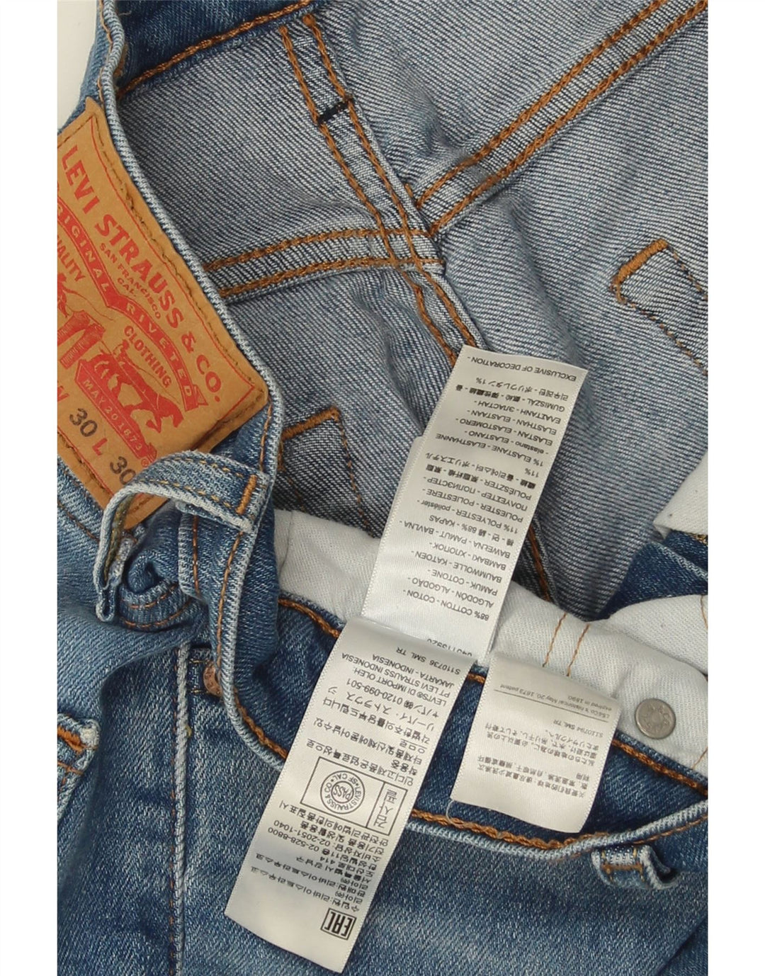 Levi's Hombre 511 Slim Jeans W30 L30 Algodón Azul