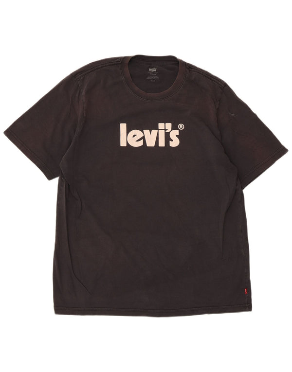 Levi's Camiseta con gráfico relajado para hombre, talla mediana, negra