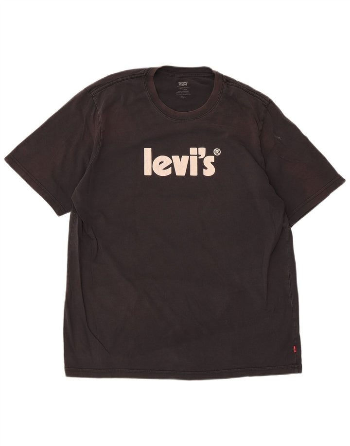 Levi's Camiseta con gráfico relajado para hombre, talla mediana, negra