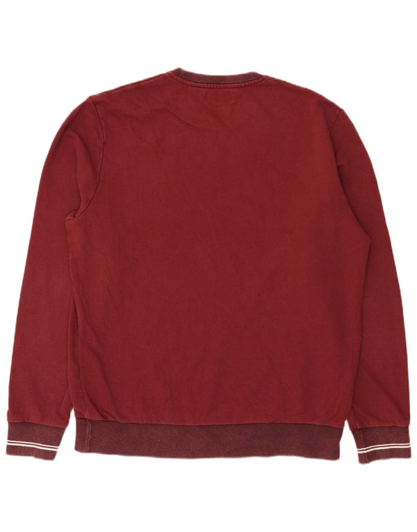 Fred Perry Hombre Sudadera Jumper Large Borgoña Algodón