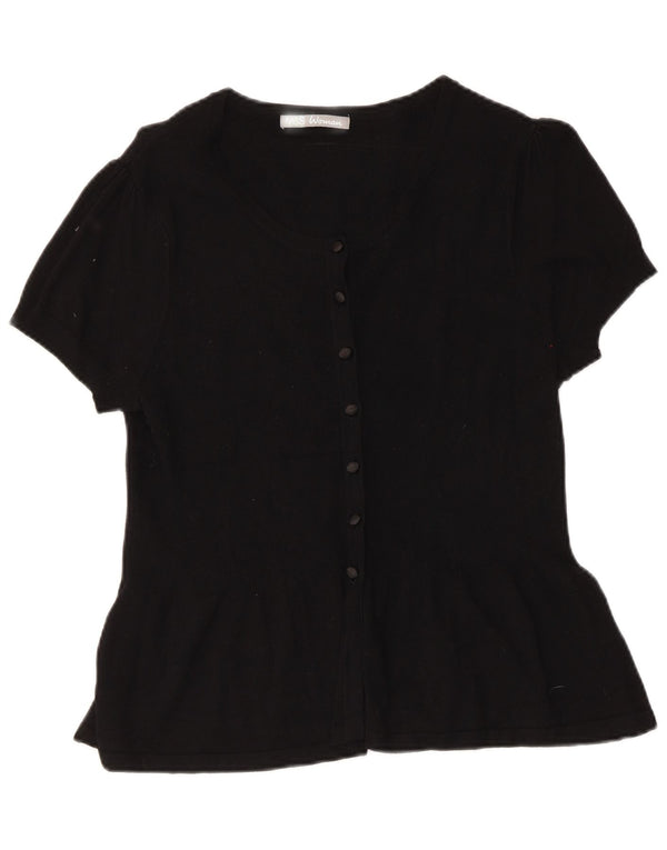 Marks & Spencer Blusa de manga corta para mujer UK 48 Large Viscosa negra