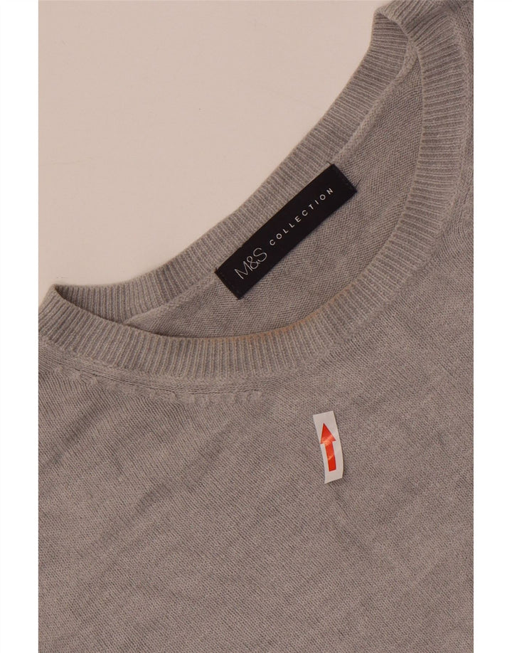 Marks & Spencer Suéter de cuello redondo para mujer UK 44 Acrílico gris grande