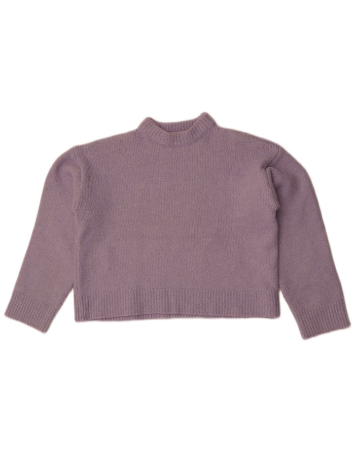 Zara Mujer Crop Crew Neck Jumper Sweater UK 44 Medio Púrpura Poliéster