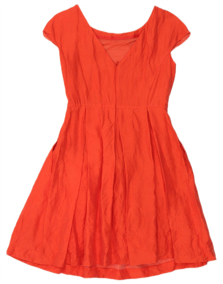 Max Mara Vestido acampanado de fin de semana para mujer UK 8 Pequeño Lino naranja