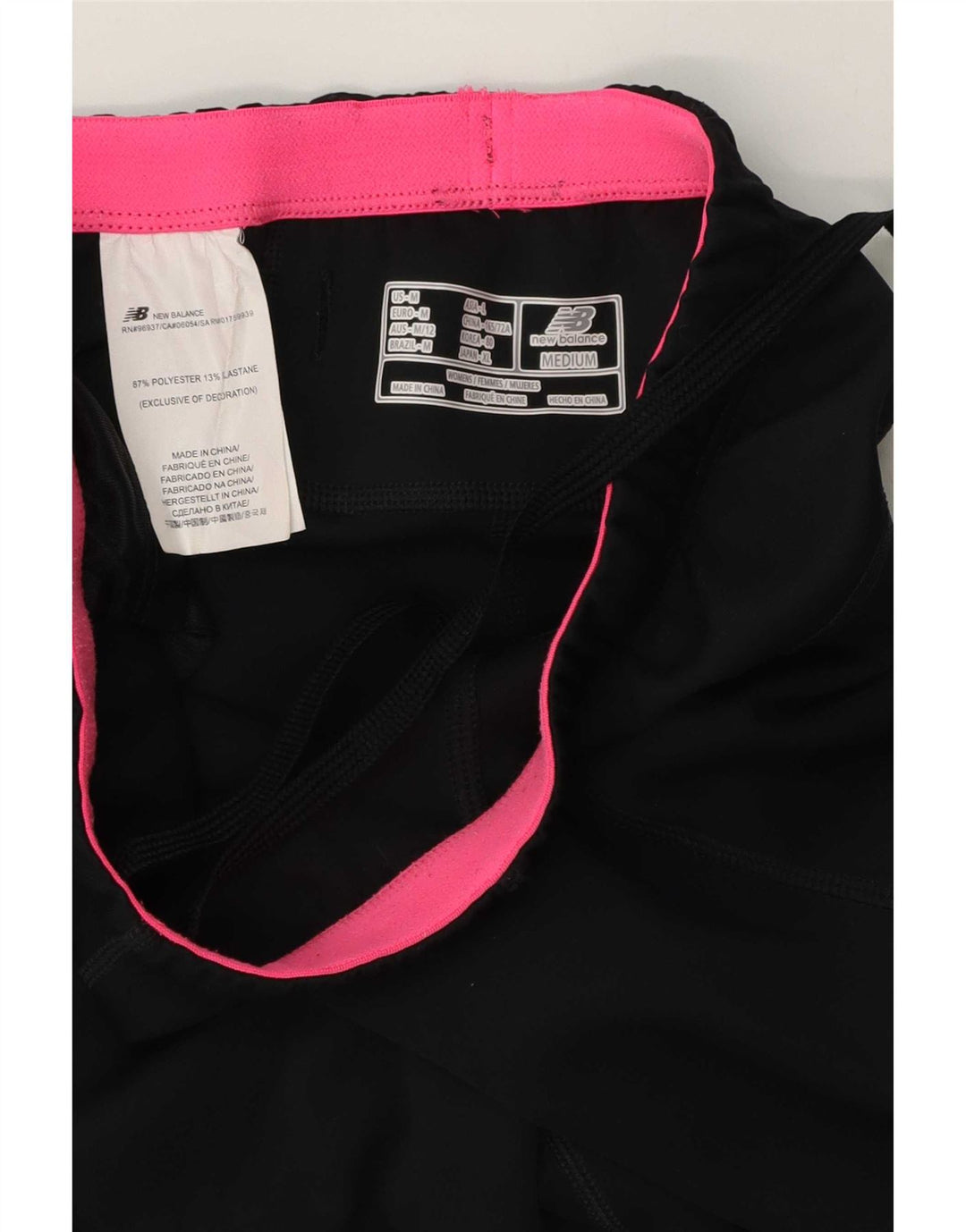 New Balance Mujer Capri Chándal Pantalones UK 12 Mediano Negro Poliéster