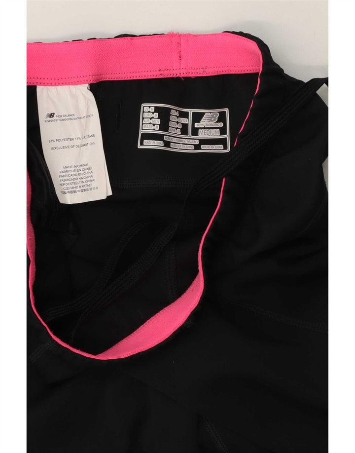 New Balance Mujer Capri Chándal Pantalones UK 12 Mediano Negro Poliéster