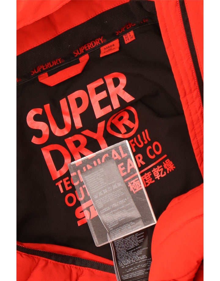 Superdry Chaqueta Acolchada Con Capucha Para Mujer UK 8 Small Poliéster Rojo