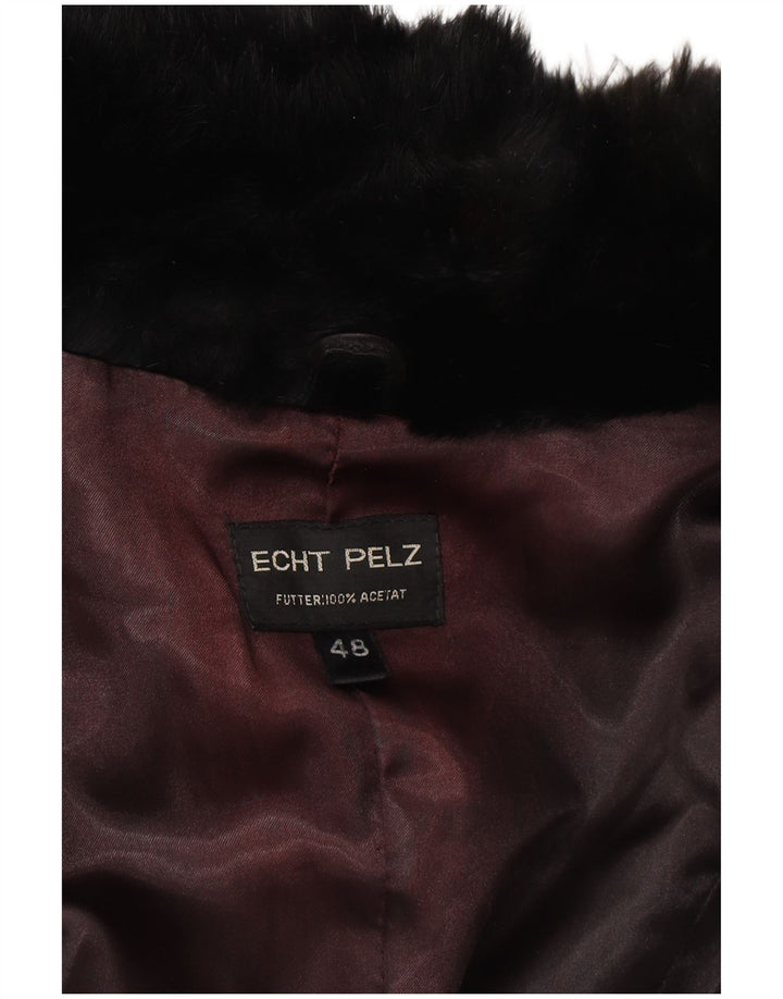 Vintage mujer chaqueta de piel EU 48 2XL negro piel real