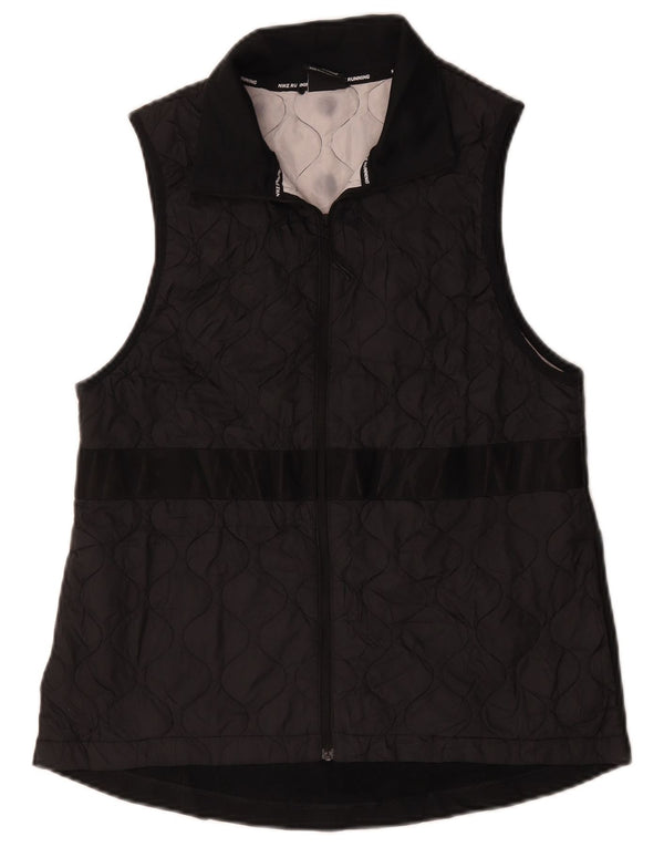 Nike Chaleco acolchado gráfico para mujer UK 12 Mediano Negro Poliéster