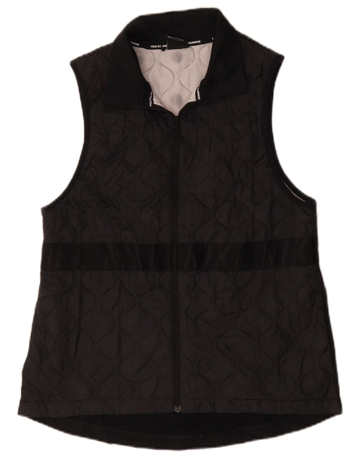 Nike Chaleco acolchado gráfico para mujer UK 12 Mediano Negro Poliéster