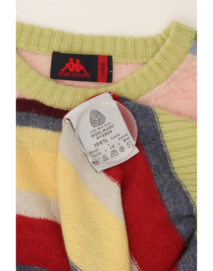 Kappa Jersey De Cuello Redondo Para Hombre Jersey Grande De Lana A Rayas Multicolor