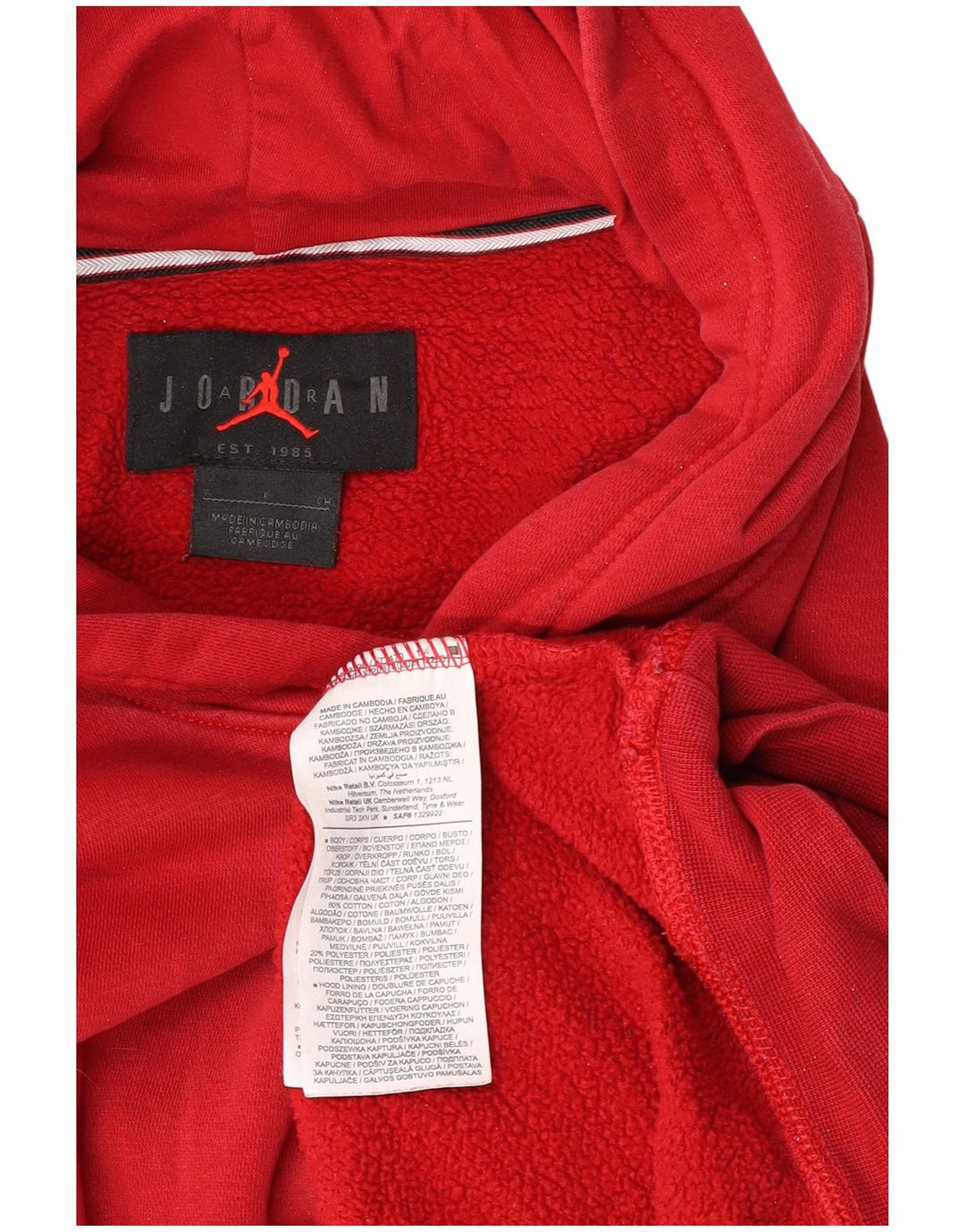 Jordan - Sudadera con capucha para hombre, talla pequeña, algodón rojo
