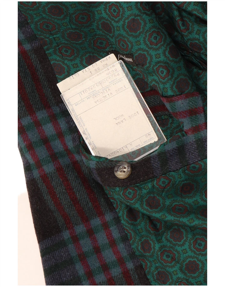 Vintage hombres 2 botones Blazer chaqueta IT 48 medio azul marino comprobar lana