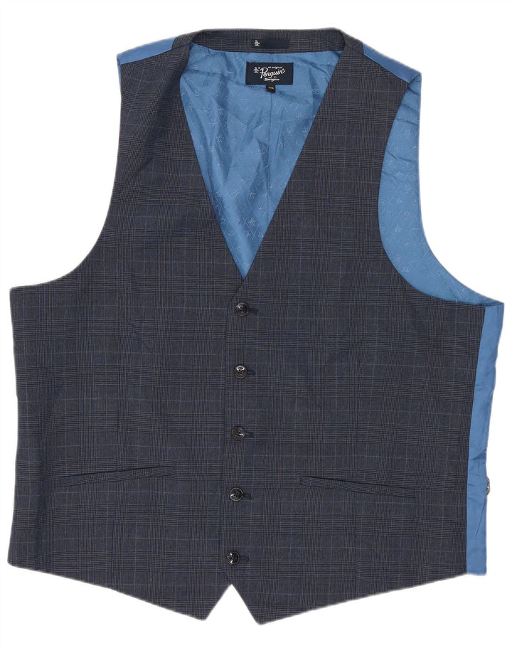 Chaleco para hombre Penguin UK 44 2XL Poliéster de pata de gallo azul