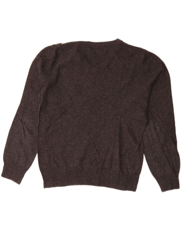 ZARA Hombre Jersey Con Cuello En V Gris Medio Argyle/Lana Diamante