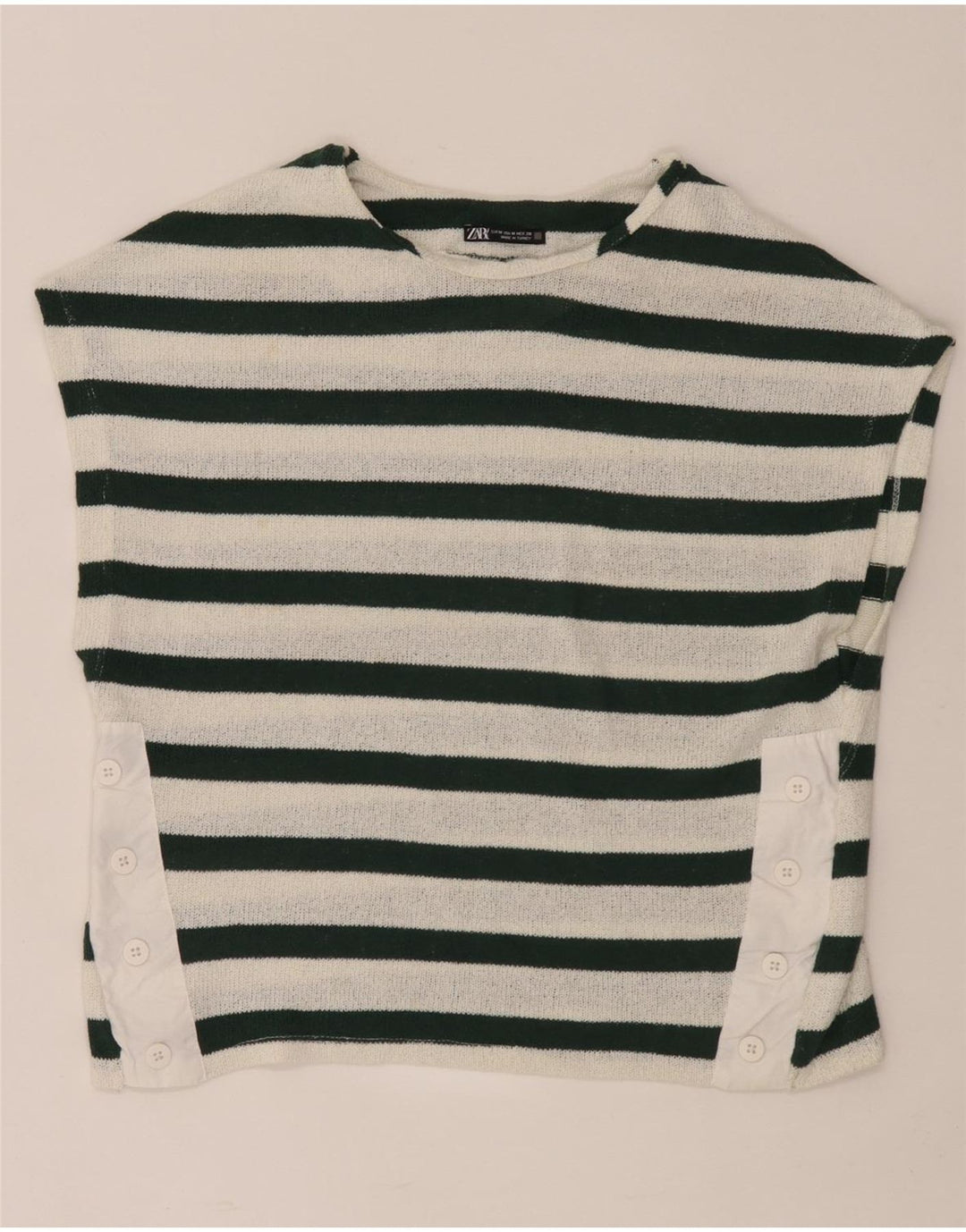 Zara Camiseta Mujer Top UK 40 Mediano Rayas Blancas